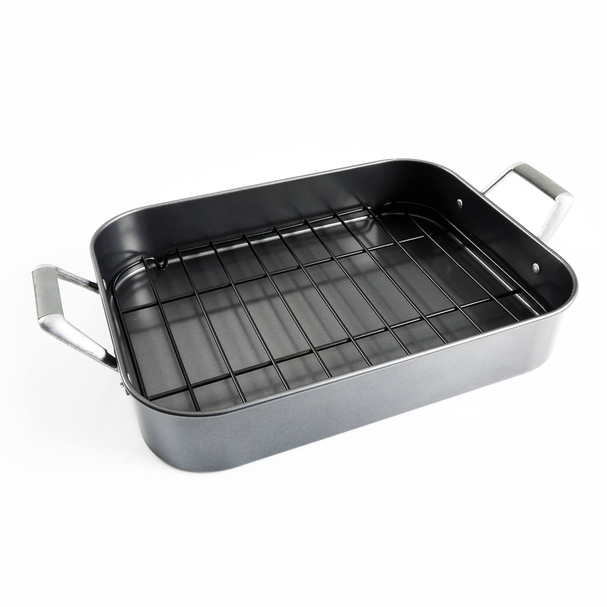 Gibson Home® Greyfield 2-Piece Nonstick Steel Roasting Rack Set with Riveted Handles
